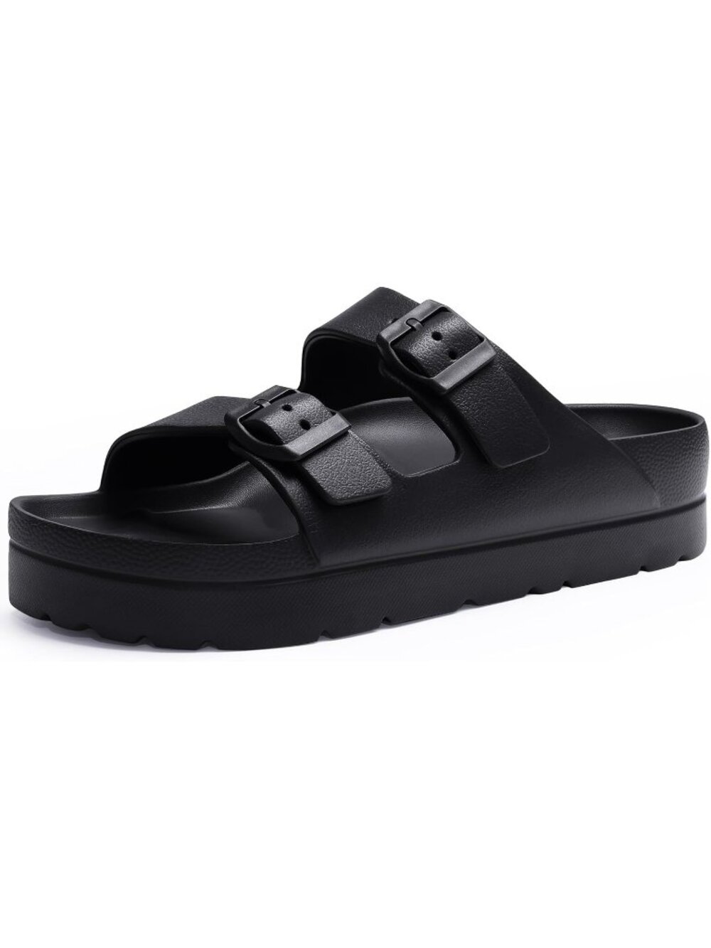 👑Womens Black Slip on Slides Comfortable Summer Beach Sandals Adjustable Buckle